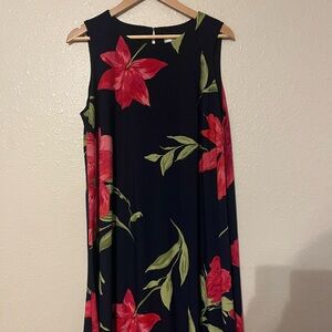 Jones Studio Blue and Red Sleeveless Midi Sundress